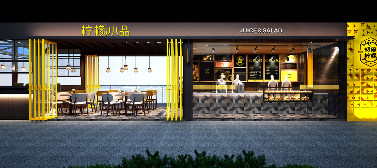 輕餐飲（鮮榨飲品）全案策劃，形象空間設計－左右格局