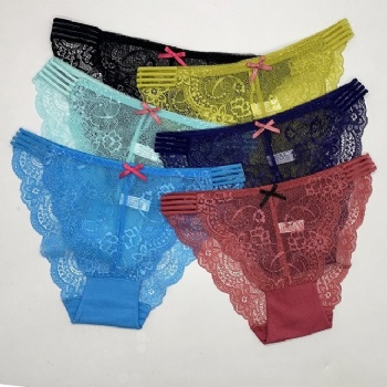 跨境電商女士內褲性感蕾絲女式三角褲外貿鏤空短褲panty批發(fā)
