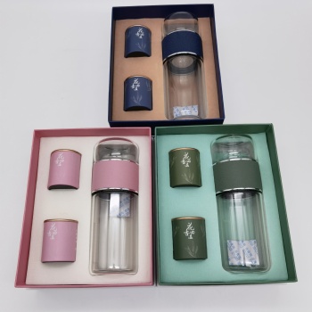 海揚(yáng)知心雙層泡茶師玻璃杯花茶套裝