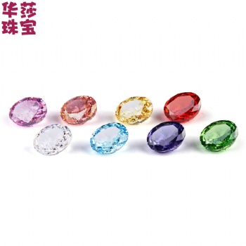 現(xiàn)貨批發(fā)**級(jí)彩色橢圓形鋯石配件 冰花切鋯石/高碳鉆DIY飾品配件