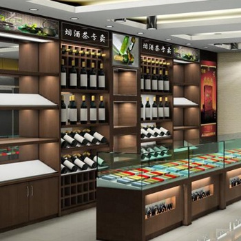 濟(jì)南酒水展柜制作煙酒展柜制作煙酒專賣店裝修白酒展示柜柜臺貨架制作茶葉展柜制作公司
